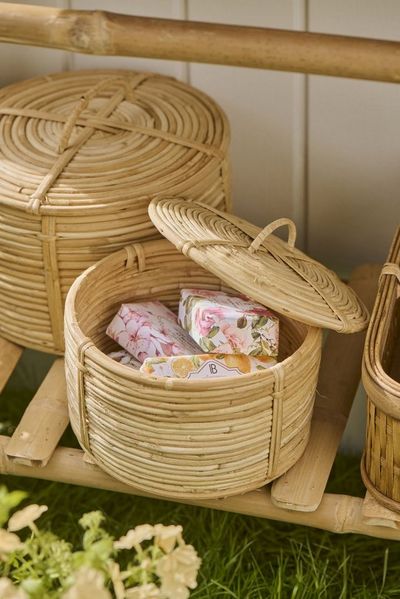 Ib Laursen - 2er Korb Set mit Deckel Dekokorb Körbe Dekokörbe Rattan 30043-00
