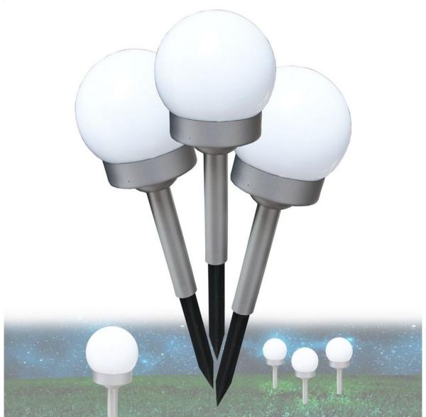 bmf-versand LED Solarleuchte Solarleuchte Garten Kugel Wegeleuchte Solarlampe Außen Außenleuchte, Gartenbeleuchtung, Solarkugeln, LED fest integriert, Neutralweiß, Wegeleuchten Solar