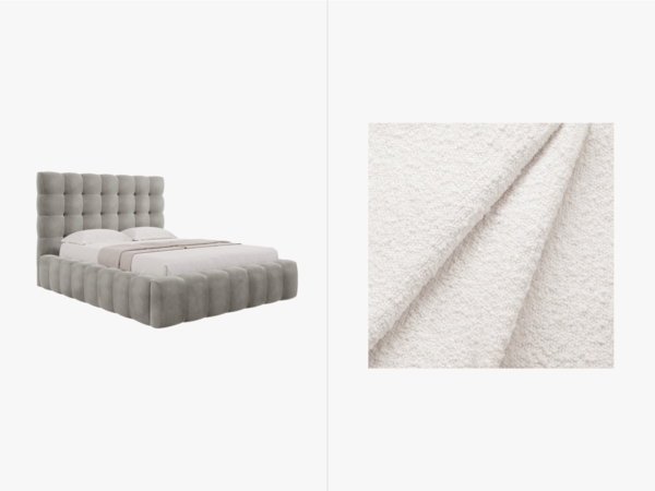 Micadoni Stauraumbett mit Kopfteil Mamaia Boucle Baloo Weiß 140x200