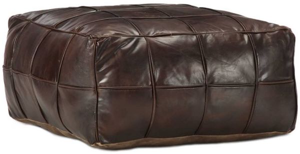 vidaXL Pouf Dunkelbraun 60 x 60 x 30 cm Echtes Ziegenleder 248133