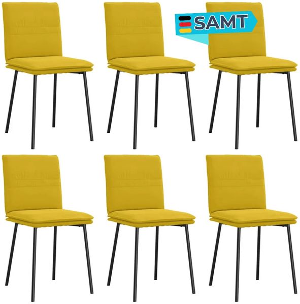 Esszimmerstühle VERA 6er Set Gelb Samt | Polsterstühle Küchenstuhl Wohnzimmerstühle Essstühle bequem