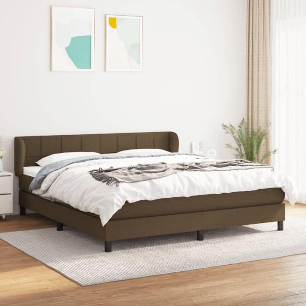 vidaXL Boxspringbett mit Matratze Dunkelbraun 180x200 cm Stoff 3126264