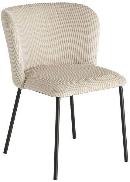 riess-ambiente Esszimmerstuhl LYON beige / schwarz · Polsterstuhl mit Cord-Bezug (Einzelartikel, 1 St), pulverbeschichtete Metall-Beine · Küche · Scandinavian · Retro-Design