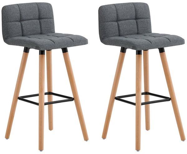 SoBuy FST50-DGX2 Barhocker 2er Set, Stoff, Lackiert, Dunkelgrau, 69,2 x 92 x 44 cm