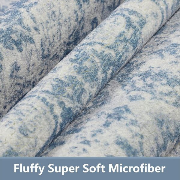 LuxusKollektion Küchenläufer Teppichläufer Flur rutschfest waschbar vintage Blau 80 x 300 cm