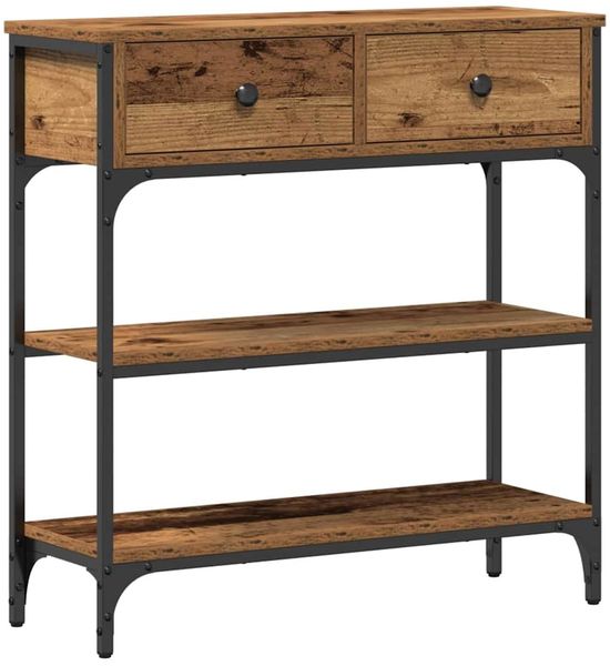 Konsolentisch, Beistelltisch, Konsole mit Regal Altholz 72,5 x 25 x 75 cm Holzwerkstoff