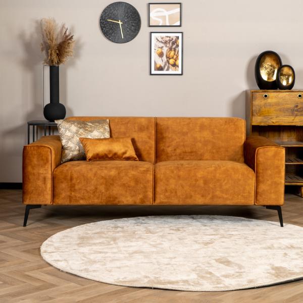 Bronx71 Samt Sofa Vegas 2,5-Sitzer ockergelb