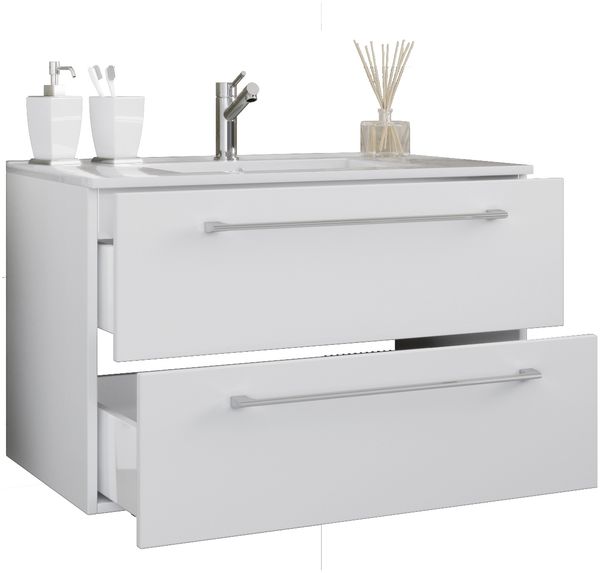 VCM Badmöbel Waschtisch Badinos 914847 Weiß H. 52 x B. 80 x T. 46 cm