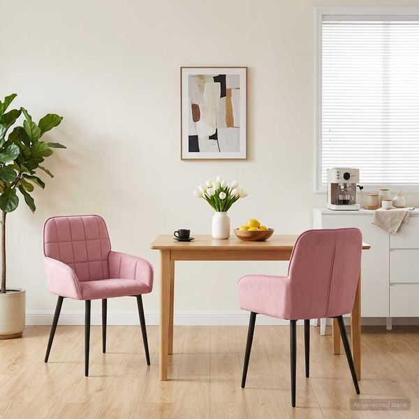 vidaXL Esszimmerstühle 2 pcs Samt (V) Rosa 57 x 50 x 85 cm 42034274