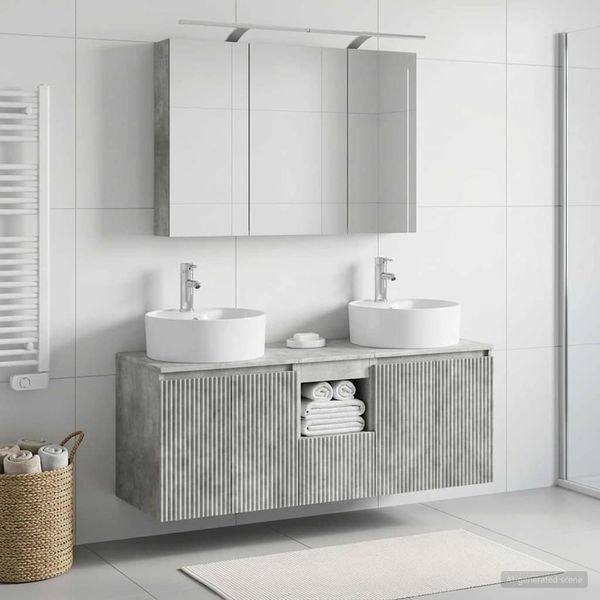 vidaXL Badezimmerschrank-Set 4 pcs Betongrau Holzwerkstoff 3406458