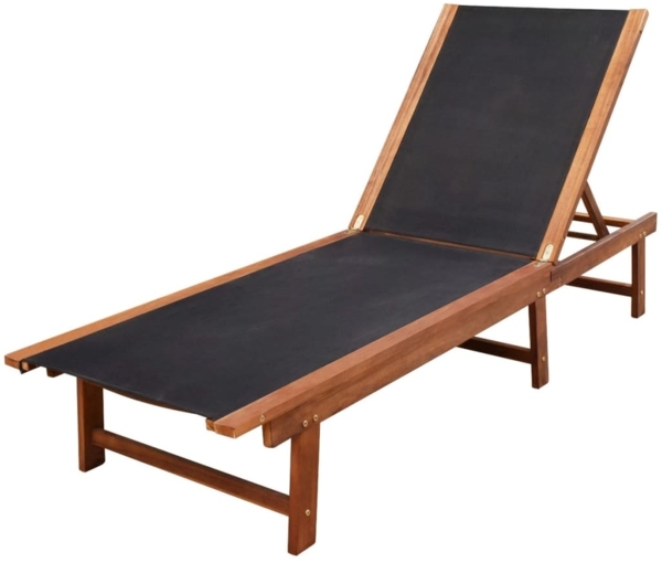 vidaXL Sonnenliegen 2 Stk. mit Tisch Akazie Massivholz und Textilene 273752