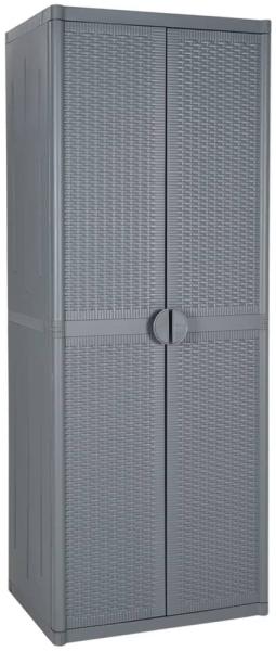 vidaXL Gartenschrank Grau 65x45x172 cm PP Rattan 364064