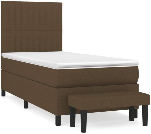 vidaXL Boxspringbett mit Matratze Dunkelbraun 90x190 cm Stoff 3136720 Bild 2