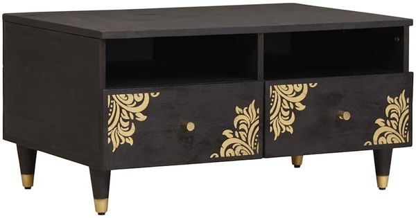vidaXL Couchtisch Schwarz 80 x 54 x 40 cm Massivholz Mango 4018821