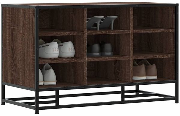 vidaXL Schuhbank Braun Eichen-Optik 84x40x53,5 cm Holzwerkstoff Metall 849233