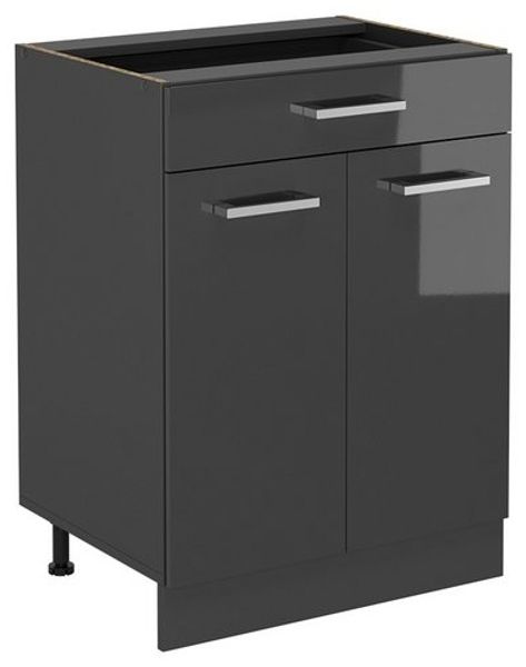 Küchenunterschrank R-Line Anthrazit Hochglanz 60 cm mit Schublade, ohne Arbeitsplatte Vicco Bild 4