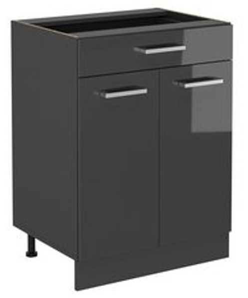 Küchenunterschrank R-Line Anthrazit Hochglanz 60 cm mit Schublade, ohne Arbeitsplatte Vicco Bild 6