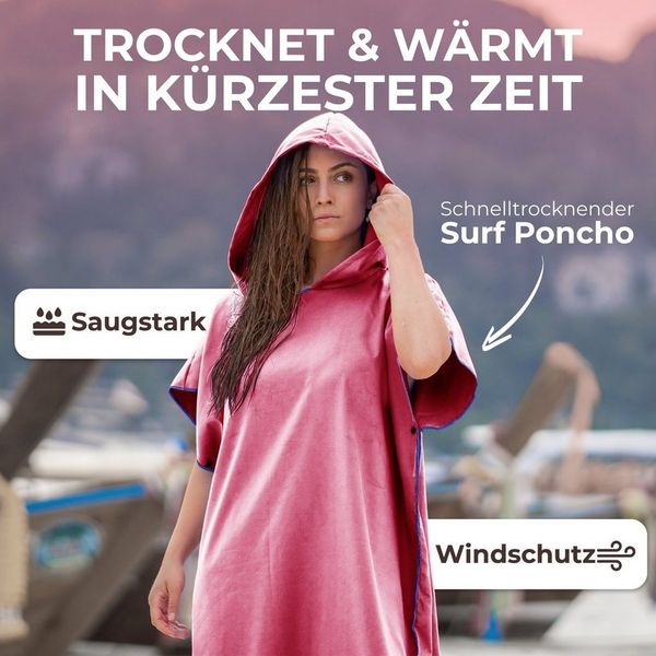 NirvanaShape Handtücher Handtuch-Poncho, Umziehhilfe & Handtuch zugleich Surf-Poncho, Quick-dry Funktion, Ideal auf Reisen zum Surfen, Strand