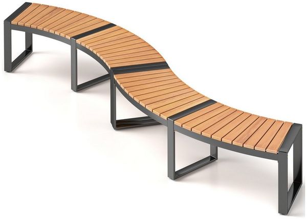 COSTWAY Gartenbank (2-St), ohne Rückenlehne, wetterfest, 2-3 Sitzer, 360kg, Akazienholz