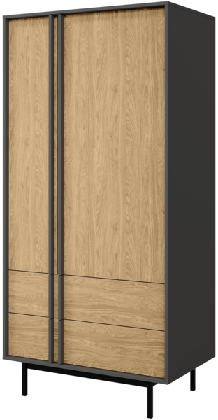 Kleiderschrank Agova 2D2S AL01 (Farbe: Anthrazit / Geölte Eiche)