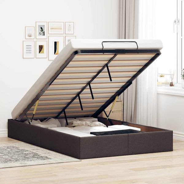 vidaXL Ottoman-Bett ohne Matratze Dunkelbraun 120x190 cm Stoff 3310864