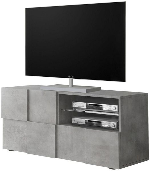 Home affaire Lowboard Dama Breite 121 cm, TV-Board 1 Tür, 1 Schubkasten, TV-Schrank, Front in 3D-Optik, grifflos, verschiedene Farben