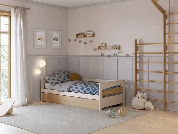 Vente-unique - LURAVO Bett Holz, Platte BeigeBeige - B 105 cm x H 62 cm x L 198,5 cm