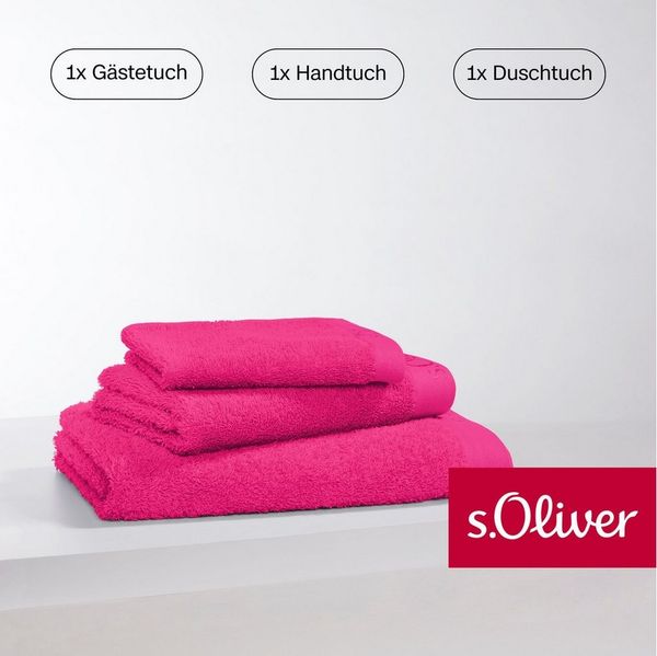 s.Oliver Handtuch Set s.Oliver, Premium Qualität, 600 gr/m², Walkfrottier (Set, 3-St), 1 Gästetuch 30x50 cm, 1 Handtuch 50x100 cm, 1 Duschtuch 70x140 cm