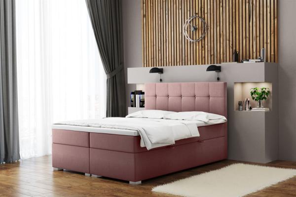 Boxspringbett Schlafzimmerbett 'ABELT', in Stoff Matt Velvet, Altrosa, 160 x 200 cm