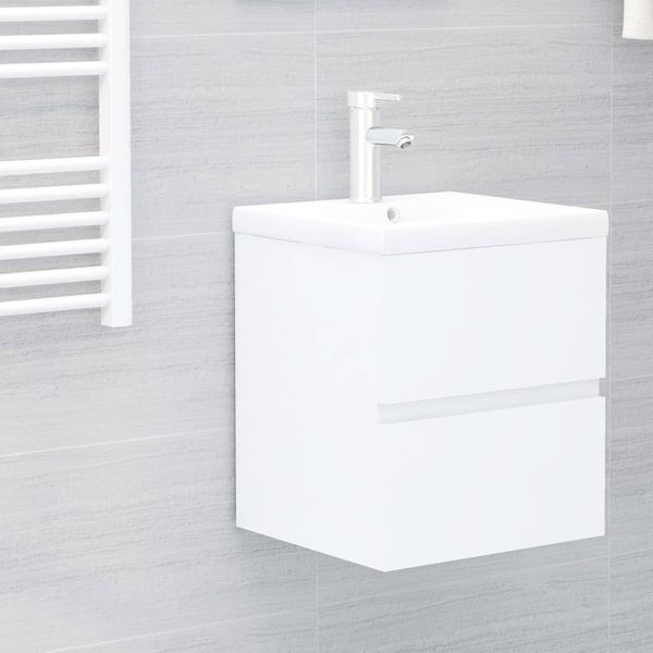 vidaXL Waschbeckenunterschrank mit Einbaubecken Weiß Spanplatte [3071531]