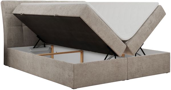 'DIEGOS' Boxspringbett Polsterbett mit Multipocket-Matratze und Topper - Beige Stoff - H3 - 180x200 cm Bild 4
