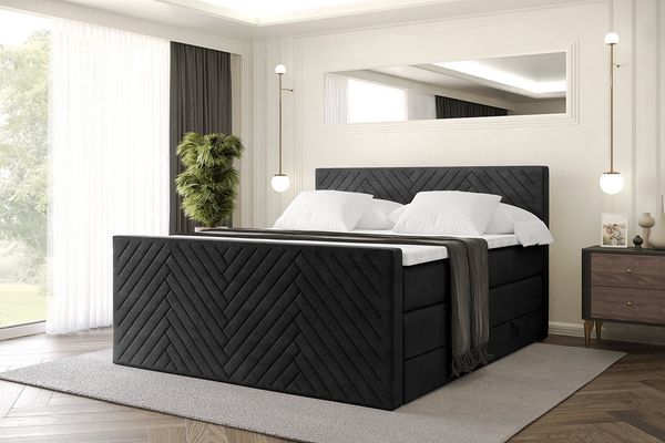 ALTDECOR Boxspringbett VEXA-Z KING (Multipocket-Matratze H4, H3 Matratze Bonellfederung, Topper, Kopfteil), Doppelbett mit Fußteil