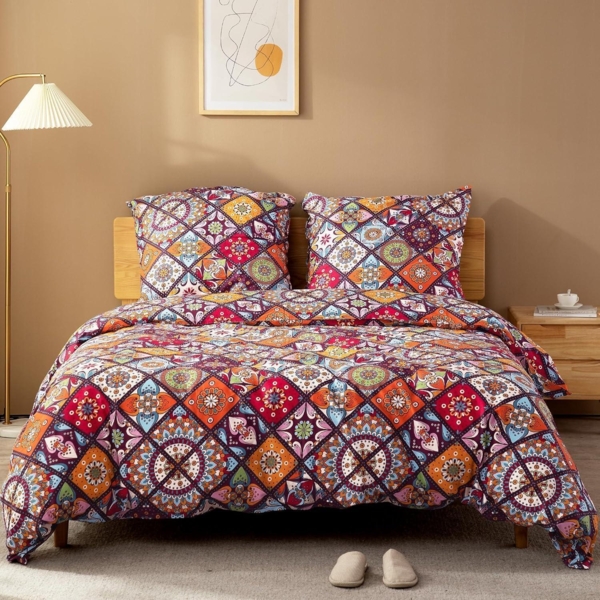 ATsense Bettwäsche 135x200 4tlg. Baumwolle Renforcé Bunt ÖkoTex 2x135x200