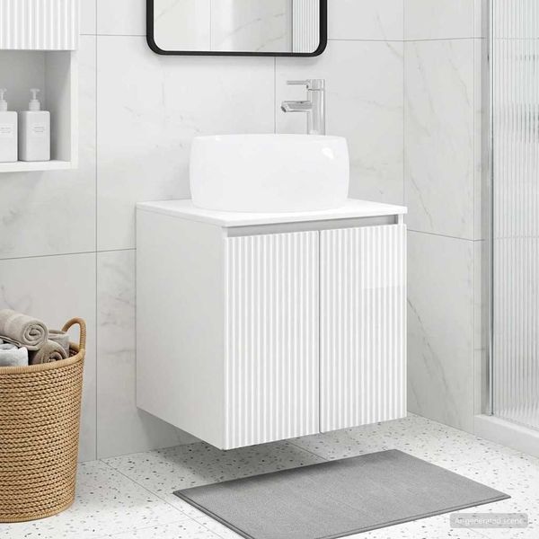 vidaXL Wandmontierte Waschtisch Hochglanz Weiß 49,5 x 44,5 x 66 cm 890456