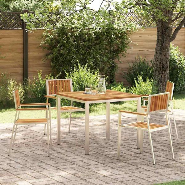 vidaXL Outdoortisch-Set 5 pcs Massives Akazienholz und Edelstahl 3334790