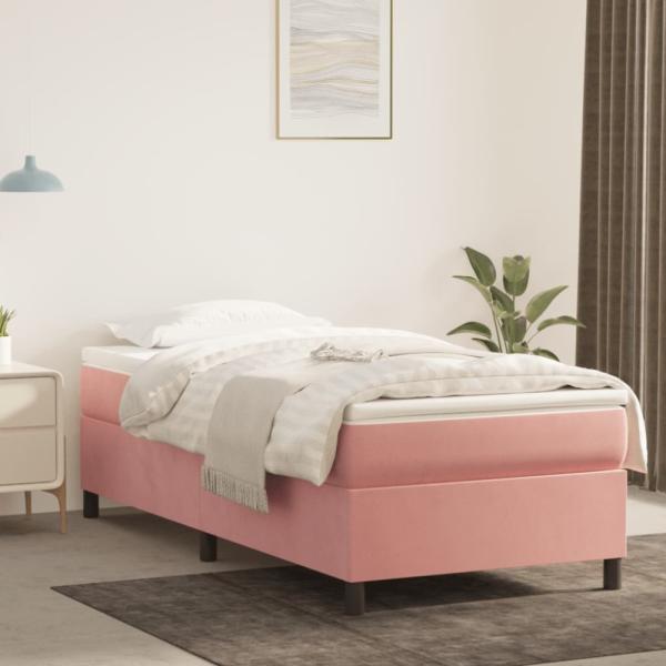 vidaXL Boxspringbett mit Matratze Rosa 90x200 cm Samt 3144662