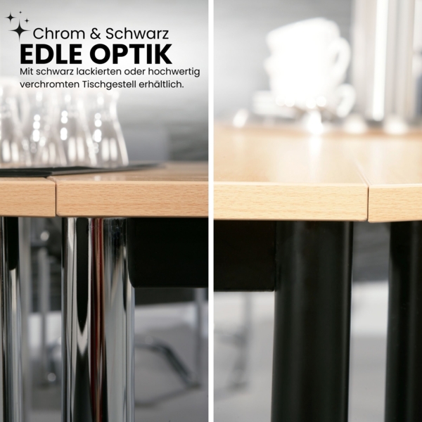 bümö Multifunktionstisch Buche, Tisch 120 x 80 cm, Tischfuß verchromt - einfacher Tisch klein, Besprechungstisch System D-Serie, Konferenztisch, Meetingtisch, Mehrzwecktisch, Pausentisch, DR12-6-C Bild 8