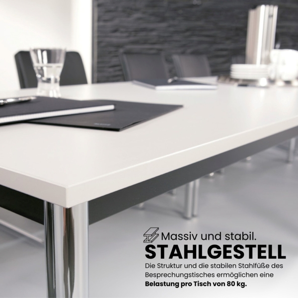 bümö Multifunktionstisch Buche, Tisch 120 x 80 cm, Tischfuß verchromt - einfacher Tisch klein, Besprechungstisch System D-Serie, Konferenztisch, Meetingtisch, Mehrzwecktisch, Pausentisch, DR12-6-C Bild 5