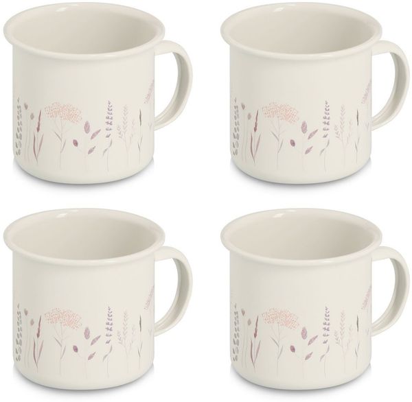 Zeller Present Tasse 4er Set "Flowers", 320 ml, Metall, 4-tlg, Metall, florales Desing