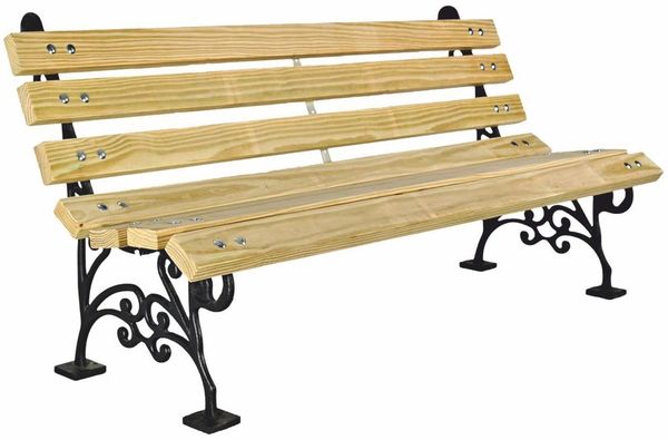 Casa Padrino Parkbank - Stadtbank Naturfarben / Schwarz 180 cm - Garten Accessoires