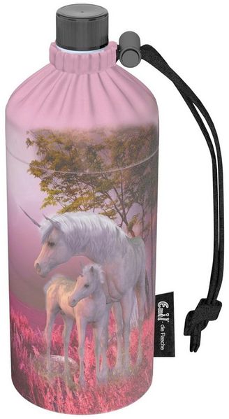 Emil Trinkflasche Einhorn Kinder Trinkflasche für Kinder, isolierte Glasflasche, spülmaschinenfest, Auslaufsicher, 400ml