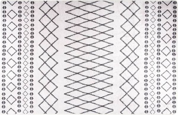 vidaXL Teppich Waschbar Schwarz und Weiß 160x230 cm 337973