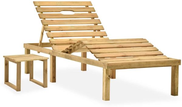 vidaXL Garten-Sonnenliege mit Tisch und Auflage Kiefer Imprägniert 3065874 Bild 2