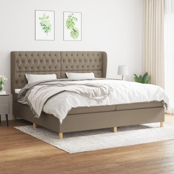 Boxspringbett mit Matratze Stoff Taupe 200 x 200 cm, Härtegrad: H2 [3128793]