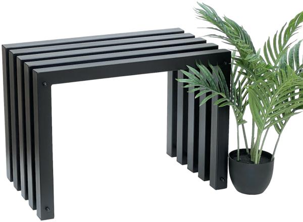 DanDiBo Hocker Metall Schwarz Sitzbank Massiv Wetterfest 60 cm Sitzhocker 96446 Modern Bank Lamellenhocker