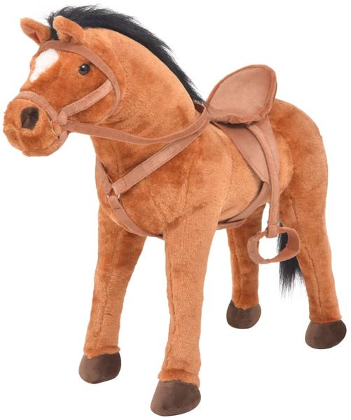 vidaXL Plüschtier Pferd Stehend Plüsch Braun 91309