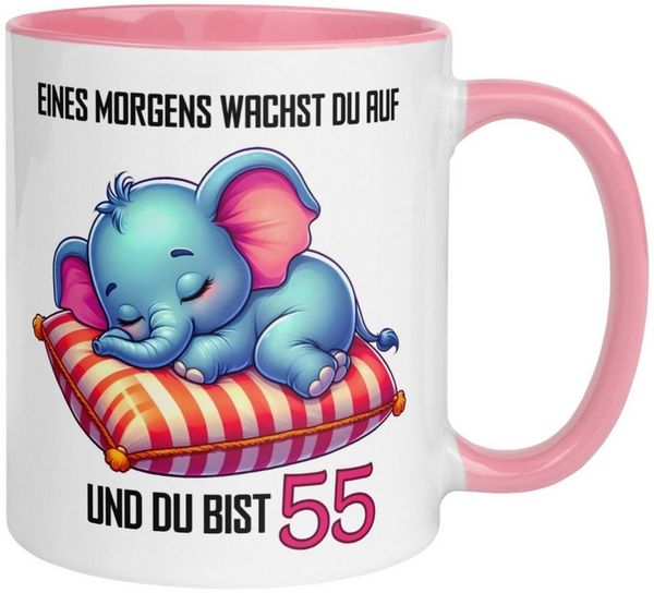 Momentals Tasse 55. Geburtstag Frau – „Eines morgens bist du 55“ – Geschenk Frauen, Gratis Versand · Links-&Rechtshänder · Spülmaschinenfest