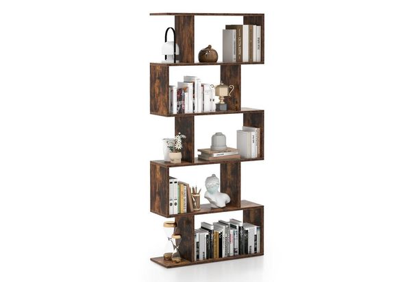 COSTWAY Bücherregal, Raumteiler mit 5 Ebenen, 70 x 23,5 x 158 cm