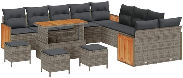 vidaXL Gartensofa-set mit Kissen 18 pcs Grau Poly-Rattan 3365323 Bild 2