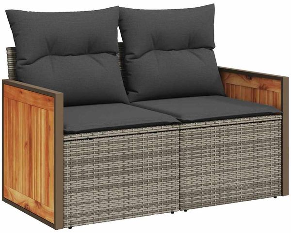vidaXL Gartensofa-set mit Kissen 18 pcs Grau Poly-Rattan 3365323 Bild 6